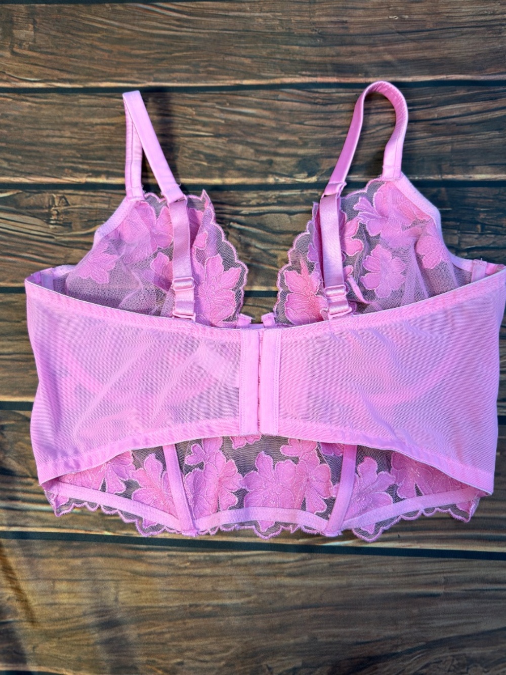 Bras N Things Enchanted Pink Floral Embroidered Longline Bra 36DDD - Picture 4 of 9